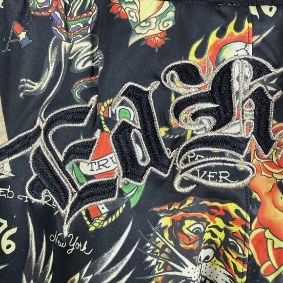 New Ed Hardy Shrunken Flashboard Tracksuit 2 Pc Crop Jacket Wide Leg Pants Y2K - Picture 13 of 16